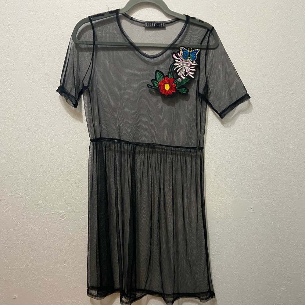 POTTERS POT: Black Mesh Dress